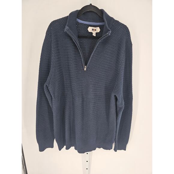 Joseph Abboud Mens Blue Knitted Long Sleeve Cotton 1/4 Zip Sweater Size XXL - Picture 1 of 4